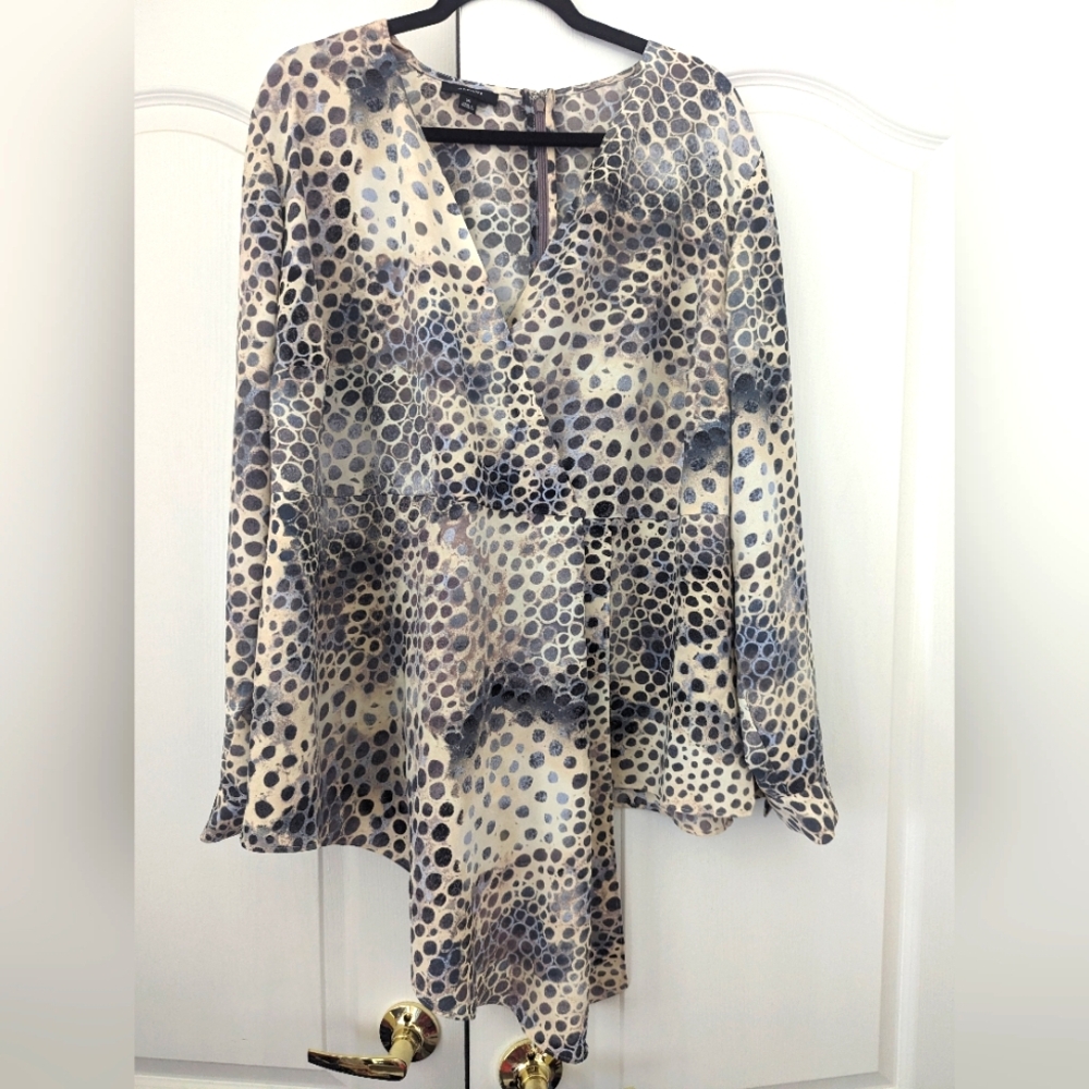 Alfani Animal Print Asymmetric Peplum Blouse 3x